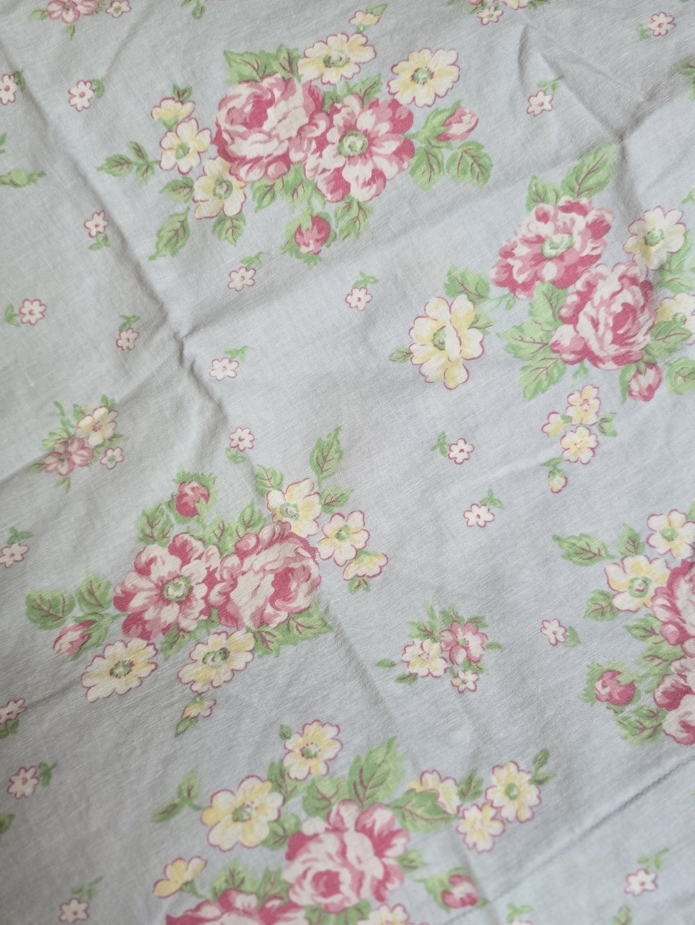 Pottery Barn Kids Floral Duvet And Pillow Sham in Light Blue with Roses